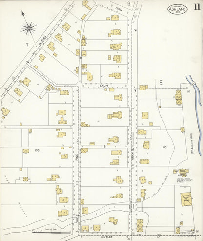 Sanborn Fire Insurance Map from Ashland, Jackson County, Oregon (1907), Sheet #0011 - Complete Map Set gallery image, historic Sanborn map, vintage wall art, Oregon Oregon