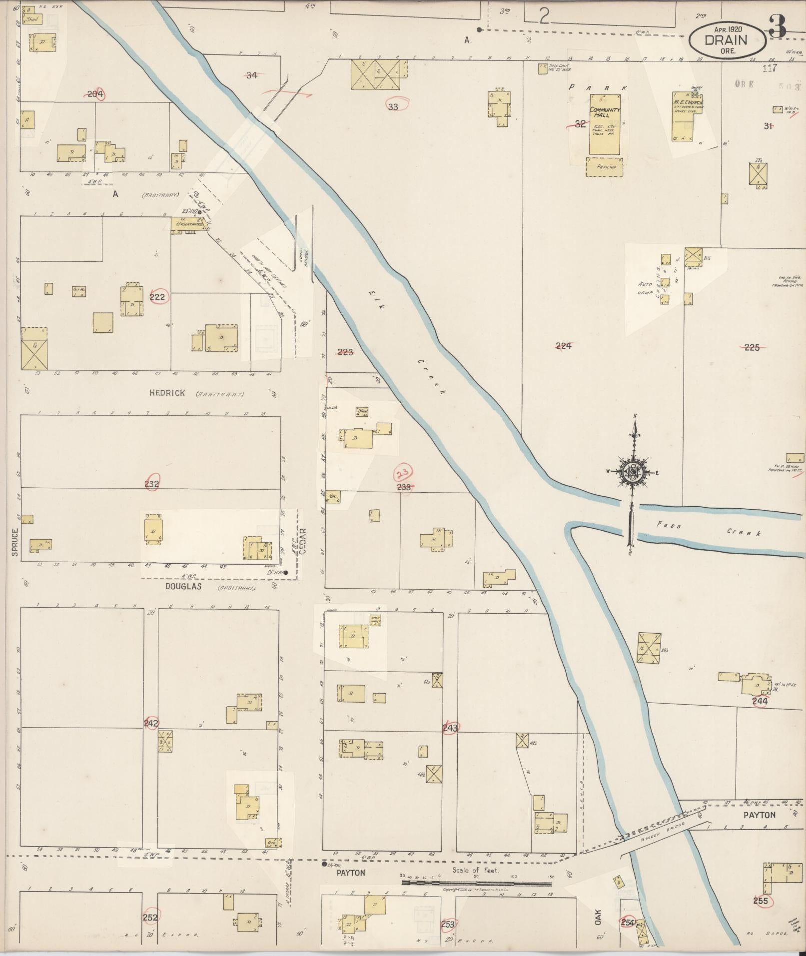 Sanborn Fire Insurance Map from Drain, Douglas County, Oregon (1931), Sheet #0003 - Historic Sanborn Fire Insurance Map Print, vintage old map wall art, antique decor, genealogy gift, Oregon Oregon map