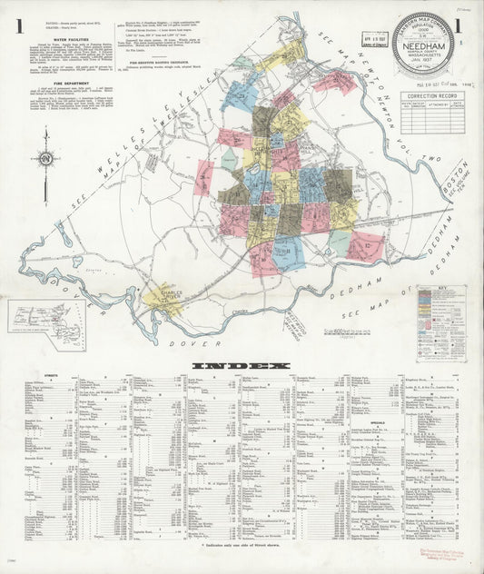 Sanborn Fire Insurance Map from Needham, Norfolk County, Massachusetts. (1937) – Historic Sanborn Fire Insurance Map Print