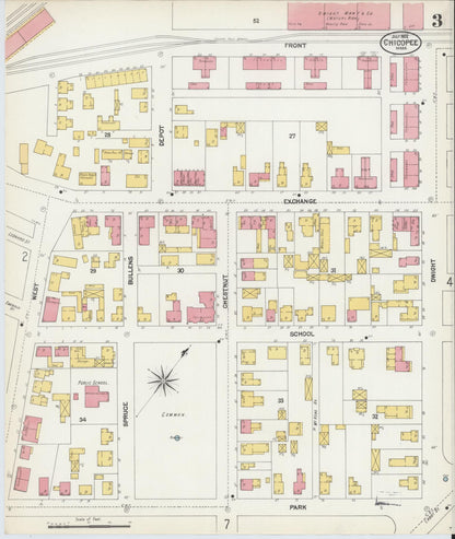 Sanborn Fire Insurance Map from Chicopee, Hampden County, Massachusetts (1902), Sheet #0003 - Complete Map Set gallery image, historic Sanborn map, vintage wall art, Massachusetts Massachusetts