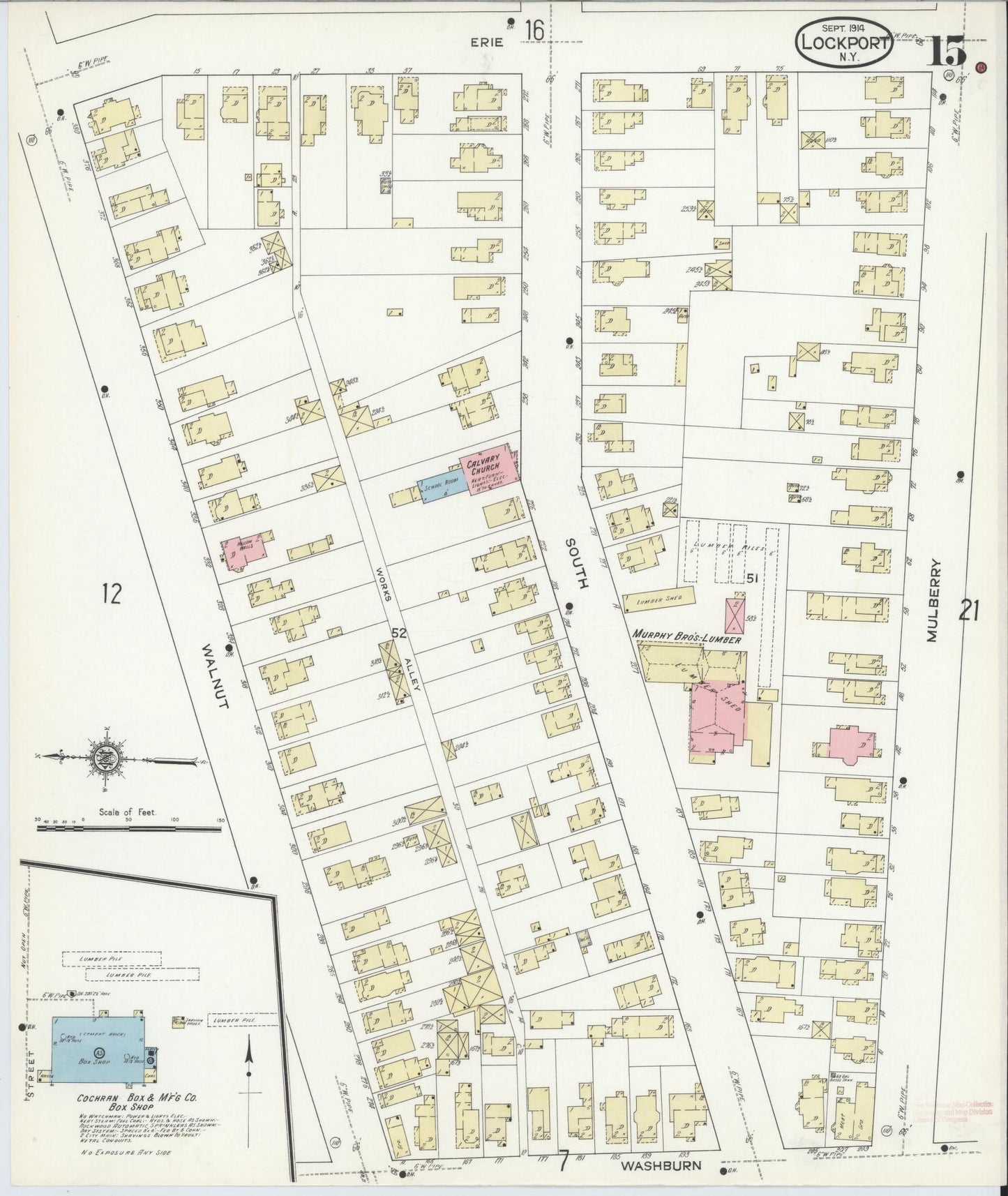 Sanborn Fire Insurance Map from Lockport, Niagara County, New York (1914), Sheet #0015 - Complete Map Set gallery image, historic Sanborn map, vintage wall art, New York New York
