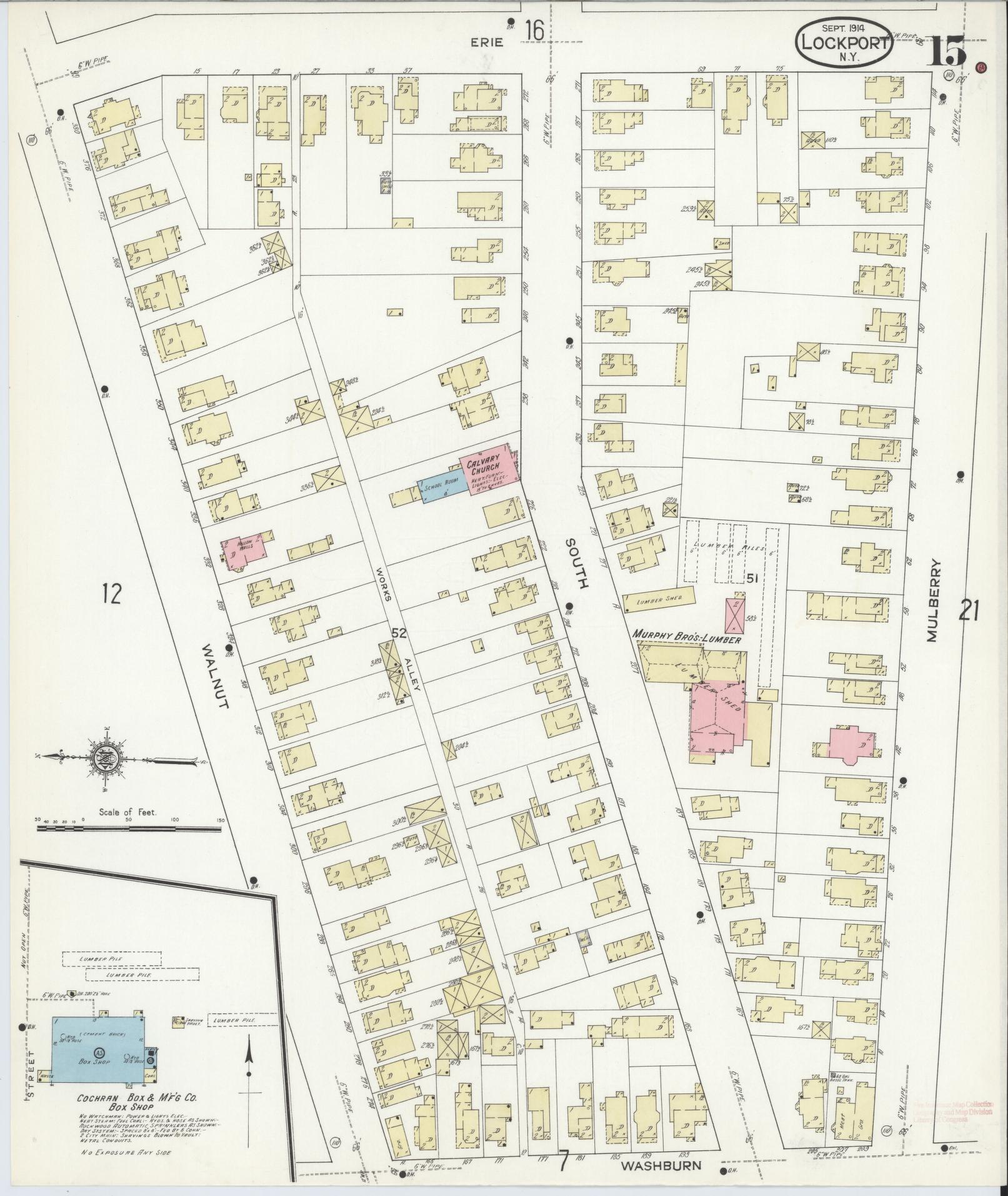 Sanborn Fire Insurance Map from Lockport, Niagara County, New York (1914), Sheet #0015 - Complete Map Set gallery image, historic Sanborn map, vintage wall art, New York New York