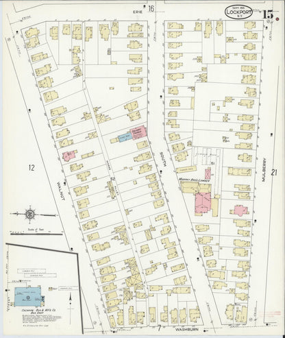 Sanborn Fire Insurance Map from Lockport, Niagara County, New York (1914), Sheet #0015 - Complete Map Set gallery image, historic Sanborn map, vintage wall art, New York New York