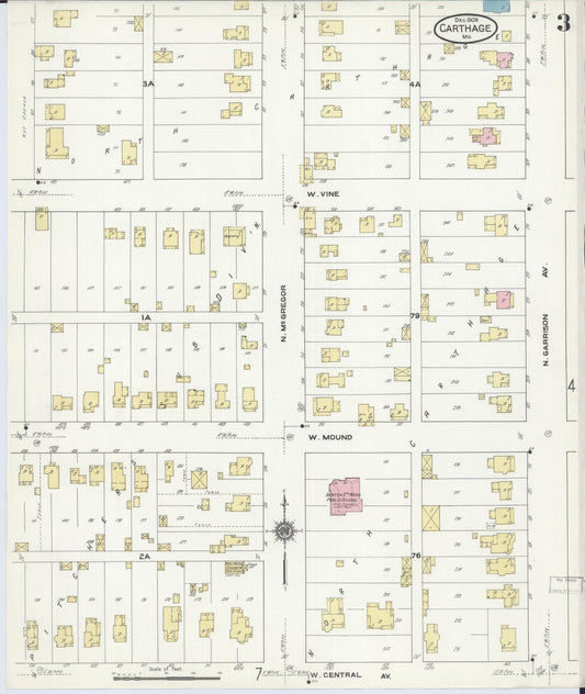 Sanborn Fire Insurance Map from Carthage, Jasper County, Missouri (1909), Sheet #0003 - Historic Sanborn Fire Insurance Map Print, vintage old map wall art, antique decor, genealogy gift, Missouri Missouri map