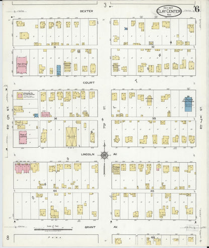 Sanborn Fire Insurance Map from Clay Center, Clay County, Kansas (1917), Sheet #0006 - Complete Map Set gallery image, historic Sanborn map, vintage wall art, Kansas Kansas