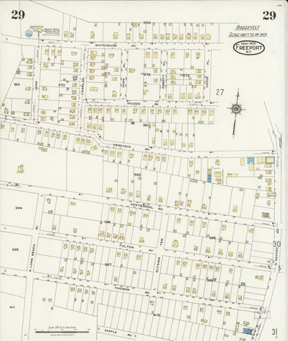 Sanborn Fire Insurance Map from Freeport, Nassau County, New York (1925), Sheet #0029 - Complete Map Set gallery image, historic Sanborn map, vintage wall art, New York New York