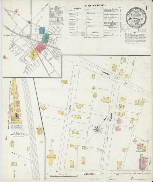 Sanborn Fire Insurance Map from Metuchen, Middlesex County, New Jersey. (1903) – Historic Sanborn Fire Insurance Map Print
