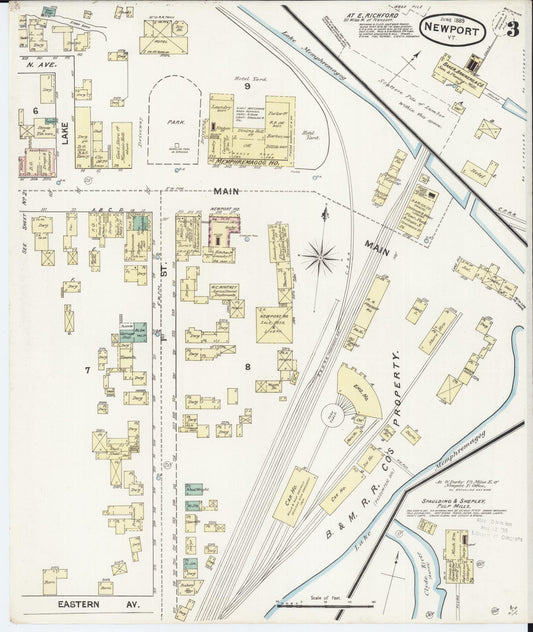 Sanborn Fire Insurance Map from Newport, Orleans County, Vermont (1889), Sheet #0003 - Historic Sanborn Fire Insurance Map Print, vintage old map wall art, antique decor, genealogy gift, Vermont Vermont map