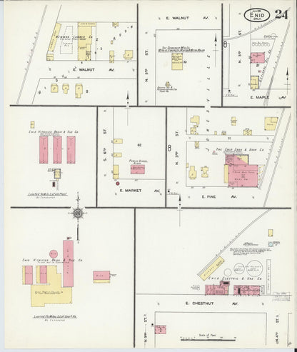 Sanborn Fire Insurance Map from Enid, Garfield County, Oklahoma (1911), Sheet #0024 - Complete Map Set gallery image, historic Sanborn map, vintage wall art, Oklahoma Oklahoma