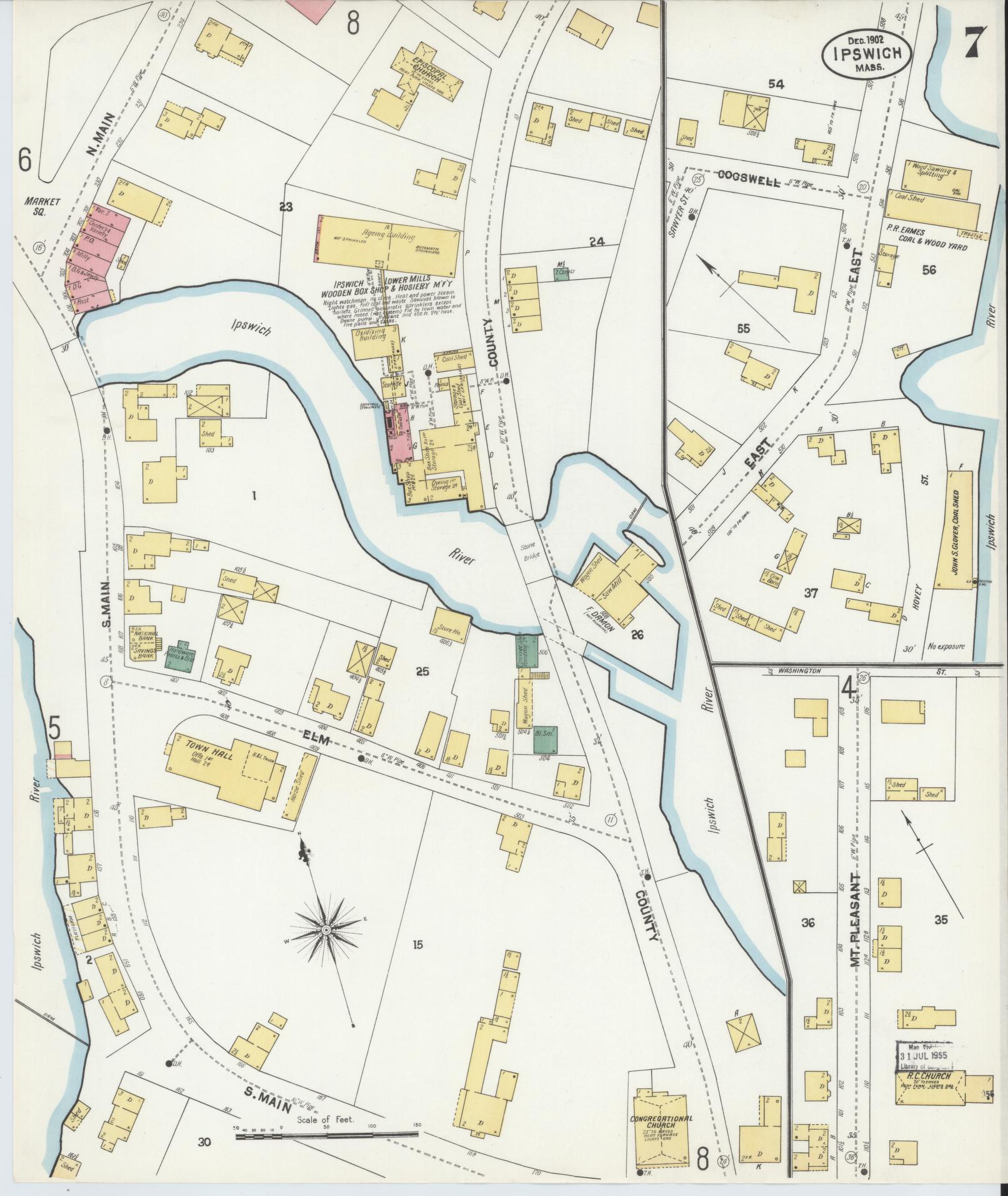 Sanborn Fire Insurance Map from Ipswich, Essex County, Massachusetts (1902), Sheet #0007 - Complete Map Set gallery image, historic Sanborn map, vintage wall art, Massachusetts Massachusetts