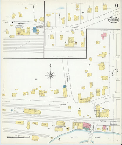 Sanborn Fire Insurance Map from Addison, Steuben County, New York (1909), Sheet #0006 - Historic Sanborn Fire Insurance Map Print, vintage old map wall art, antique decor, genealogy gift, New York New York map