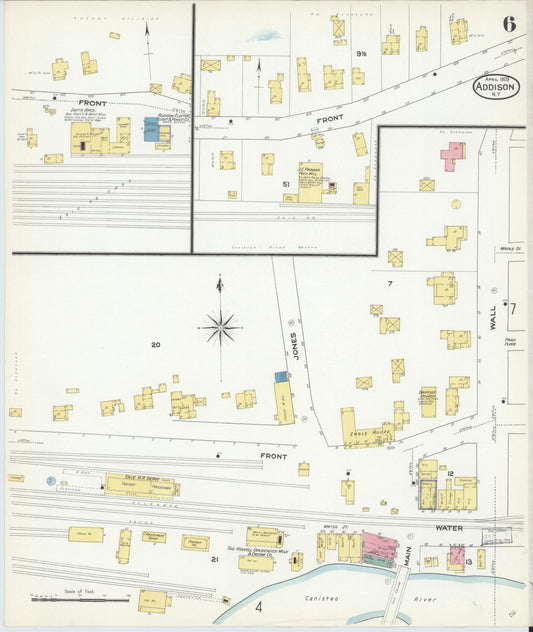 Sanborn Fire Insurance Map from Addison, Steuben County, New York (1909), Sheet #0006 - Historic Sanborn Fire Insurance Map Print, vintage old map wall art, antique decor, genealogy gift, New York New York map