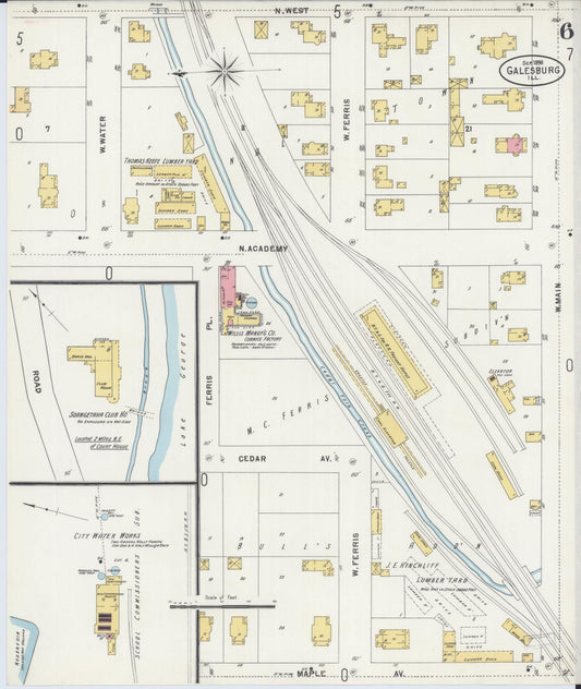 Sanborn Fire Insurance Map from Galesburg, Knox County, Illinois (1898), Sheet #0006 - Historic Sanborn Fire Insurance Map Print, vintage old map wall art, antique decor, genealogy gift, Illinois Illinois map