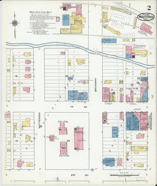 Sanborn Fire Insurance Map from Monte Vista, Rio Grande County, Colorado (1920), Sheet #0002 - Historic Sanborn Fire Insurance Map Print, vintage old map wall art, antique decor, genealogy gift, Colorado Colorado map