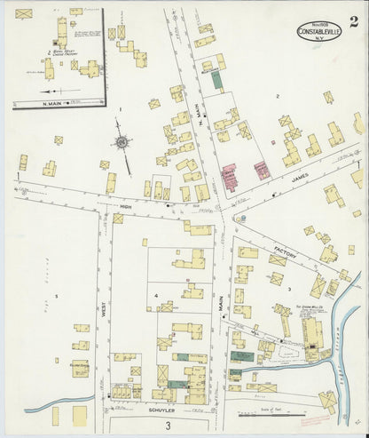 Sanborn Fire Insurance Map from Constableville, Lewis County, New York (1909), Sheet #0002 - Historic Sanborn Fire Insurance Map Print, vintage old map wall art, antique decor, genealogy gift, New York New York map