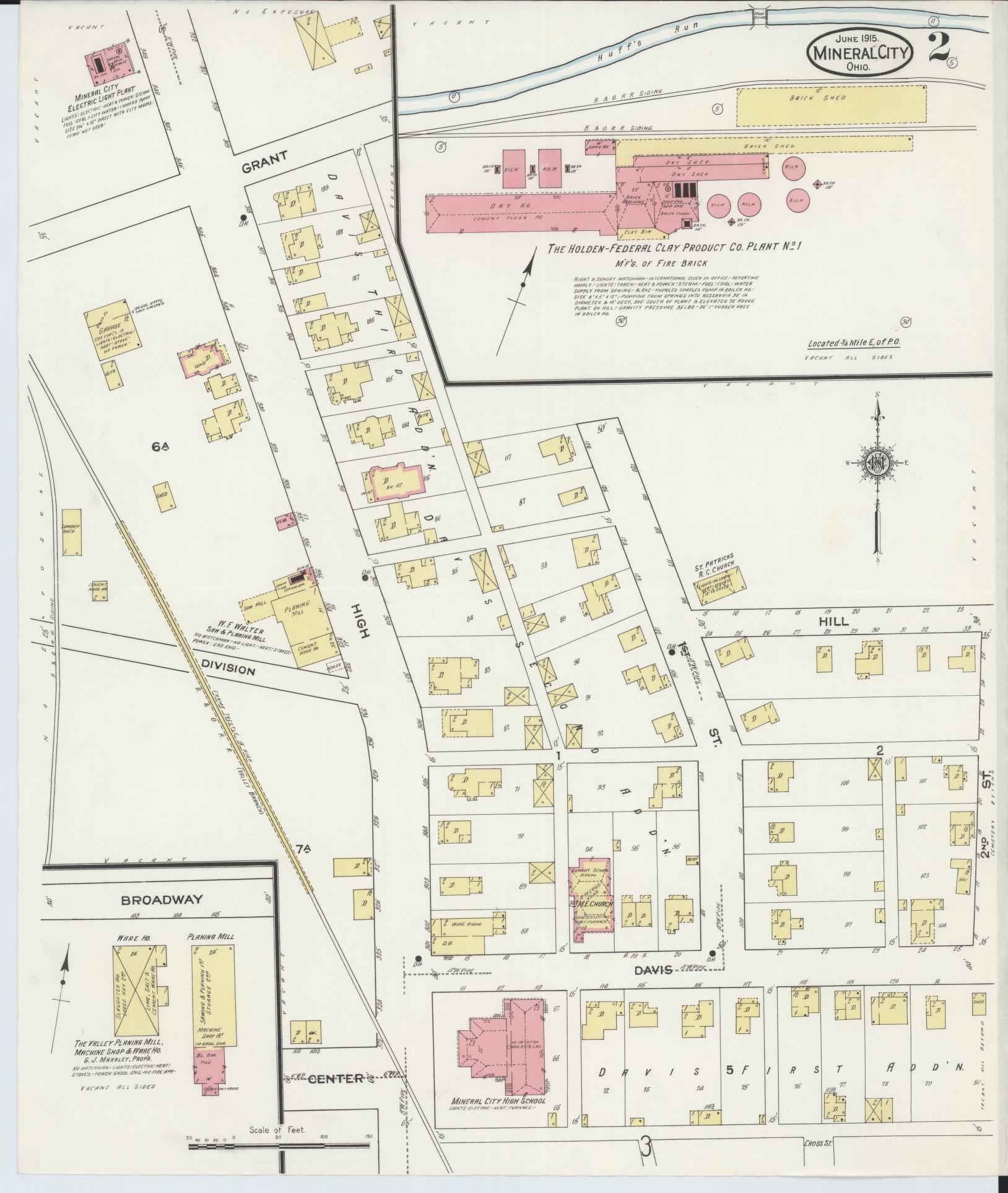 Sanborn Fire Insurance Map from Mineral City, Tuscarawas County, Ohio (1915), Sheet #0002 - Complete Map Set gallery image, historic Sanborn map, vintage wall art, Ohio Ohio