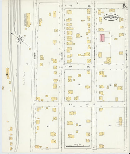 Sanborn Fire Insurance Map from Susquehanna, Susquehanna County, Pennsylvania (1904), Sheet #0006 - Historic Sanborn Fire Insurance Map Print, vintage old map wall art, antique decor, genealogy gift, Pennsylvania Pennsylvania map