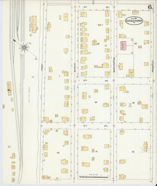 Sanborn Fire Insurance Map from Susquehanna, Susquehanna County, Pennsylvania (1904), Sheet #0006 - Historic Sanborn Fire Insurance Map Print, vintage old map wall art, antique decor, genealogy gift, Pennsylvania Pennsylvania map