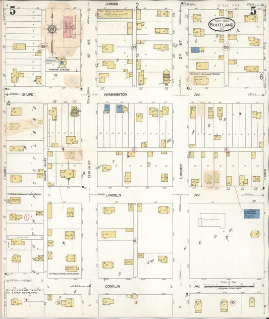 Sanborn Fire Insurance Map from Scotland, Bon Homme County, South Dakota (1935), Sheet #0005 - Historic Sanborn Fire Insurance Map Print, vintage old map wall art, antique decor, genealogy gift, South Dakota South Dakota map