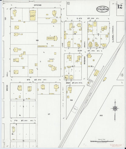 Sanborn Fire Insurance Map from Staunton, Macoupin County, Illinois (1921), Sheet #0012 - Historic Sanborn Fire Insurance Map Print, vintage old map wall art, antique decor, genealogy gift, Illinois Illinois map