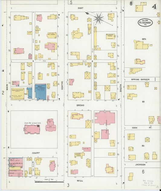 Sanborn Fire Insurance Map from Ridgway, Elk County, Pennsylvania (1904), Sheet #0004 - Historic Sanborn Fire Insurance Map Print, vintage old map wall art, antique decor, genealogy gift, Pennsylvania Pennsylvania map