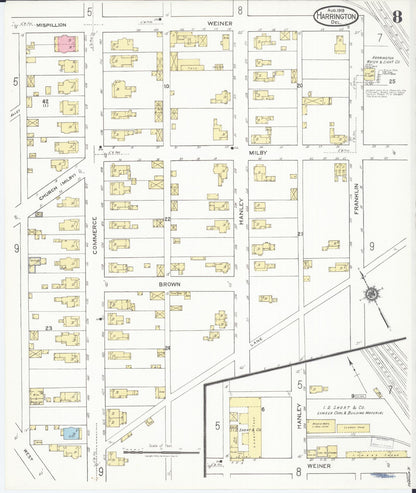 Sanborn Fire Insurance Map from Harrington, Kent County, Delaware (1919), Sheet #0008 - Complete Map Set gallery image, historic Sanborn map, vintage wall art, Delaware Delaware