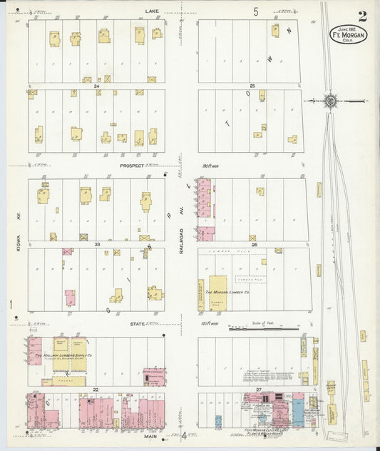 Sanborn Fire Insurance Map from Fort Morgan, Morgan County, Colorado (1912), Sheet #0002 - Historic Sanborn Fire Insurance Map Print, vintage old map wall art, antique decor, genealogy gift, Colorado Colorado map