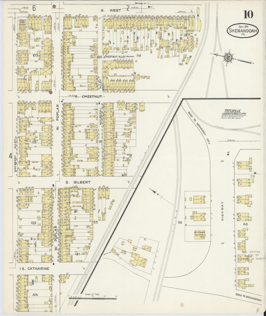 Sanborn Fire Insurance Map from Shenandoah, Schuylkill County, Pennsylvania (1913), Sheet #0010 - Historic Sanborn Fire Insurance Map Print, vintage old map wall art, antique decor, genealogy gift, Pennsylvania Pennsylvania map