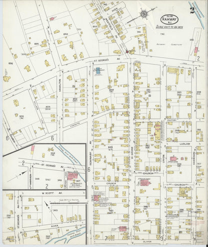Sanborn Fire Insurance Map from Rahway, Union County, New Jersey (1915), Sheet #0002 - Historic Sanborn Fire Insurance Map Print, vintage old map wall art, antique decor, genealogy gift, New Jersey New Jersey map