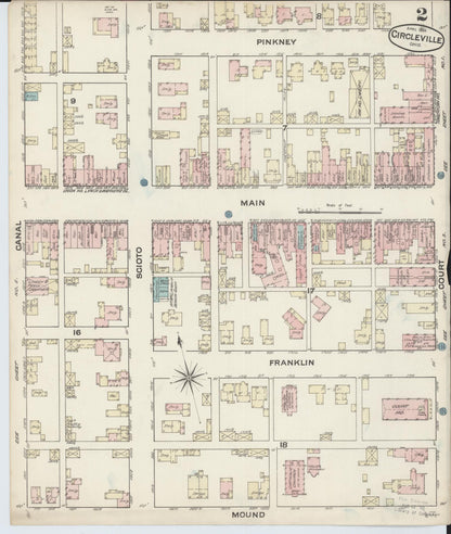 Sanborn Fire Insurance Map from Circleville, Pickaway County, Ohio (1884), Sheet #0002 - Historic Sanborn Fire Insurance Map Print, vintage old map wall art, antique decor, genealogy gift, Ohio Ohio map