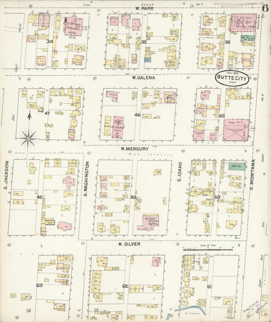 Sanborn Fire Insurance Map from Butte, Silver Bow County, Montana (1890), Sheet #0006 - Historic Sanborn Fire Insurance Map Print, vintage old map wall art, antique decor, genealogy gift, Montana Montana map