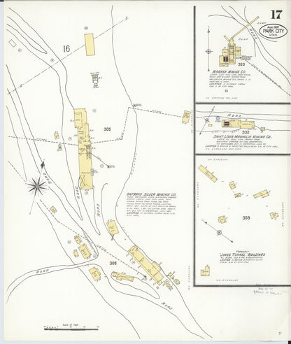Sanborn Fire Insurance Map from Park City, Summit County, Utah (1907), Sheet #0017 - Complete Map Set gallery image, historic Sanborn map, vintage wall art, Utah Utah