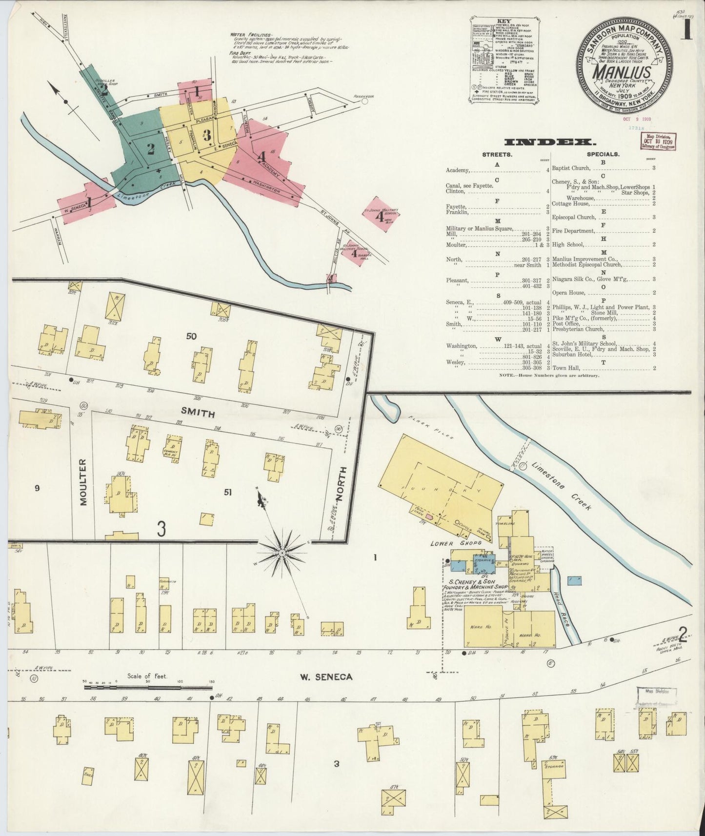 Sanborn Fire Insurance Map from Manlius, Onondaga County, New York. (1909) – Historic Sanborn Fire Insurance Map Print