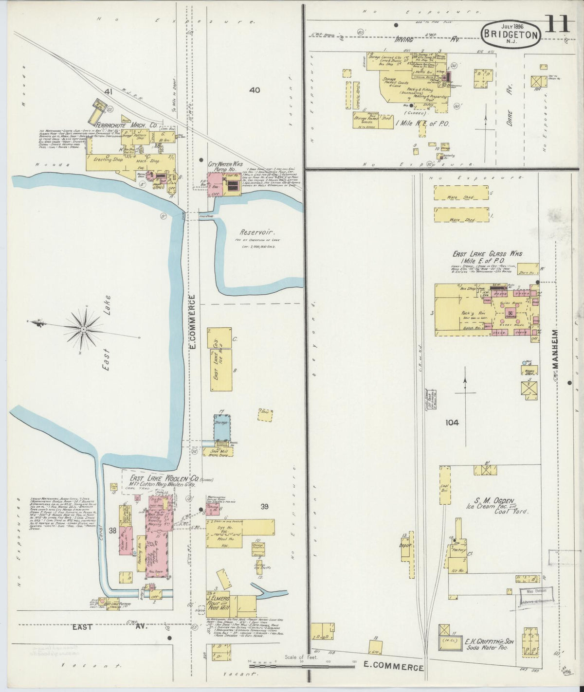 Sanborn Fire Insurance Map from Bridgeton, Cumberland County, New Jersey (1896), Sheet #0011 - Complete Map Set gallery image, historic Sanborn map, vintage wall art, New Jersey New Jersey