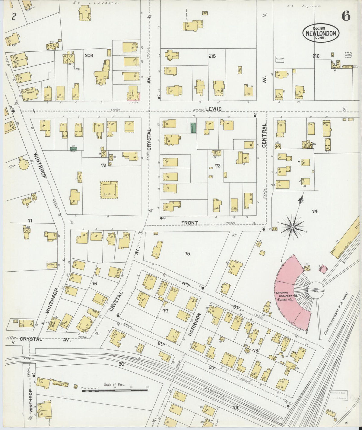Sanborn Fire Insurance Map from New London, New London County, Connecticut (1901), Sheet #0006 - Historic Sanborn Fire Insurance Map Print, vintage old map wall art, antique decor, genealogy gift, Connecticut Connecticut map