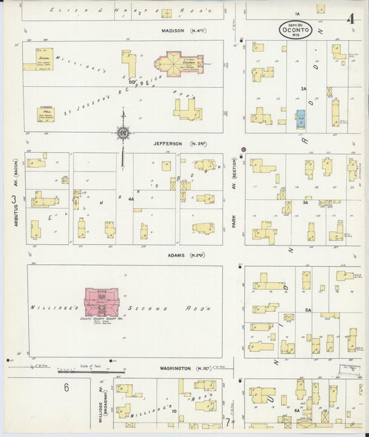Sanborn Fire Insurance Map from Oconto, Oconto County, Wisconsin (1911), Sheet #0004 - Historic Sanborn Fire Insurance Map Print, vintage old map wall art, antique decor, genealogy gift, Wisconsin Wisconsin map