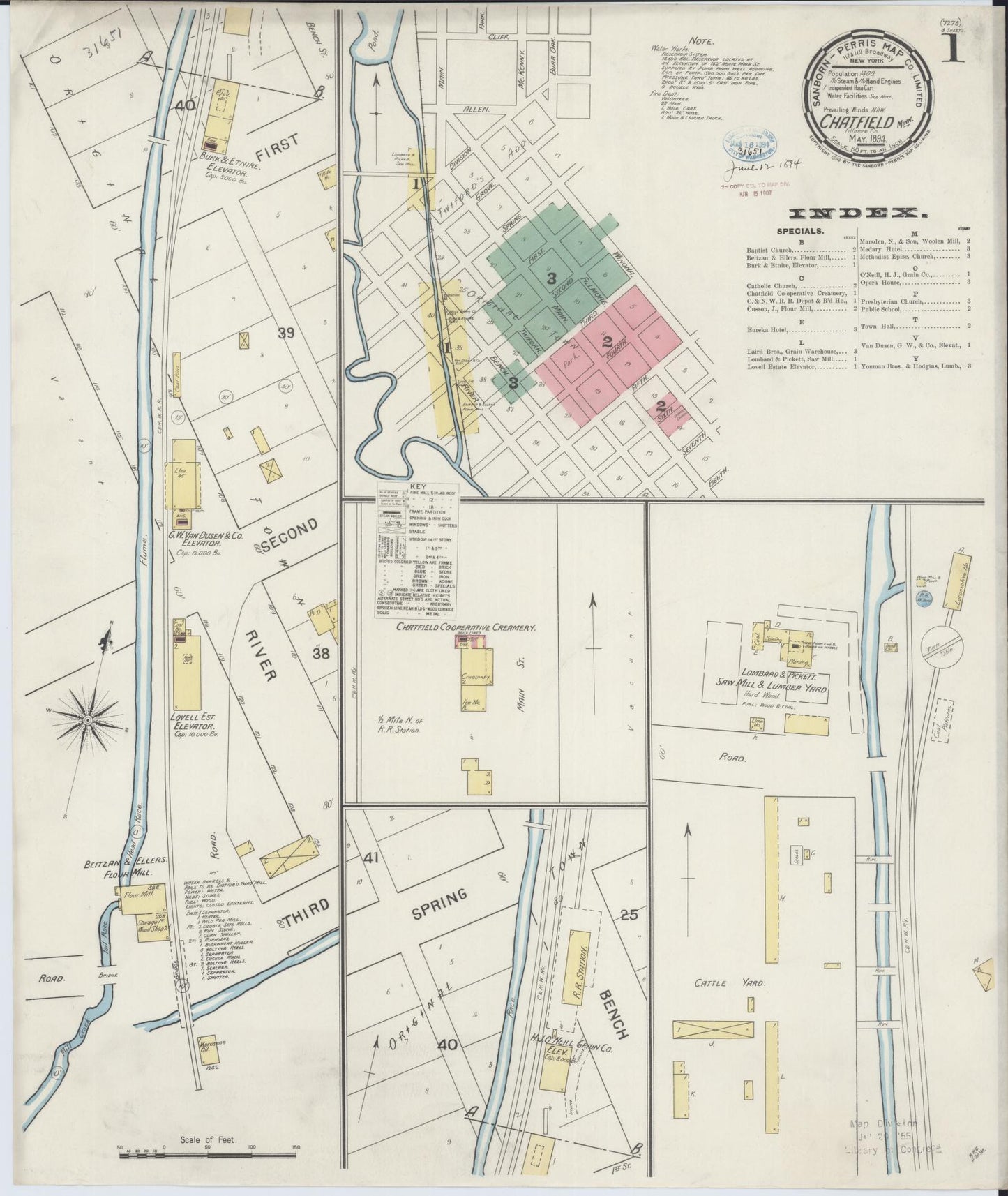 Sanborn Fire Insurance Map from Chatfield, Fillmore And Olmsted Counties, Minnesota (1894), Sheet #0001 - Complete Map Set gallery image, historic Sanborn map, vintage wall art, Minnesota Minnesota