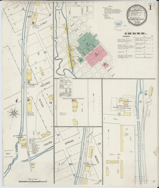 Sanborn Fire Insurance Map from Chatfield, Fillmore And Olmsted Counties, Minnesota (1894), Sheet #0001 - Complete Map Set gallery image, historic Sanborn map, vintage wall art, Minnesota Minnesota