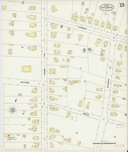 Sanborn Fire Insurance Map from Patchogue, Suffolk County, New York (1897), Sheet #0013 - Complete Map Set gallery image, historic Sanborn map, vintage wall art, New York New York