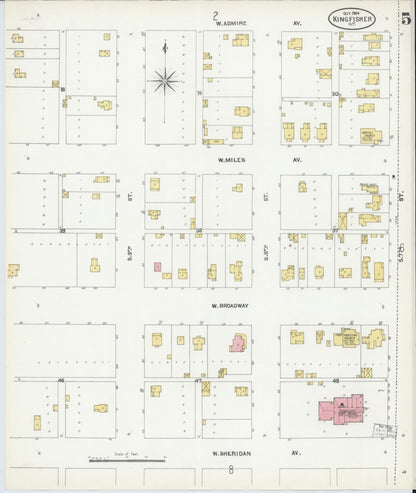 Sanborn Fire Insurance Map from Kingfisher, Kingfisher County, Oklahoma (1904), Sheet #0005 - Complete Map Set gallery image, historic Sanborn map, vintage wall art, Oklahoma Oklahoma