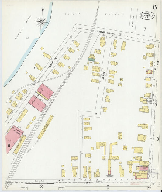 Sanborn Fire Insurance Map from Sandy Hill, Washington County, New York (1901), Sheet #0006 - Historic Sanborn Fire Insurance Map Print, vintage old map wall art, antique decor, genealogy gift, New York New York map