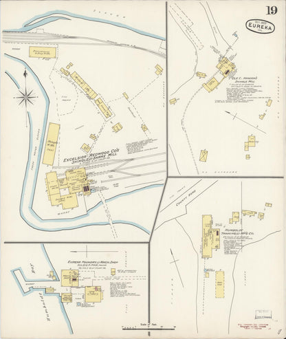 Sanborn Fire Insurance Map from Eureka, Humboldt County, California (1889), Sheet #0019 - Complete Map Set gallery image, historic Sanborn map, vintage wall art, California California