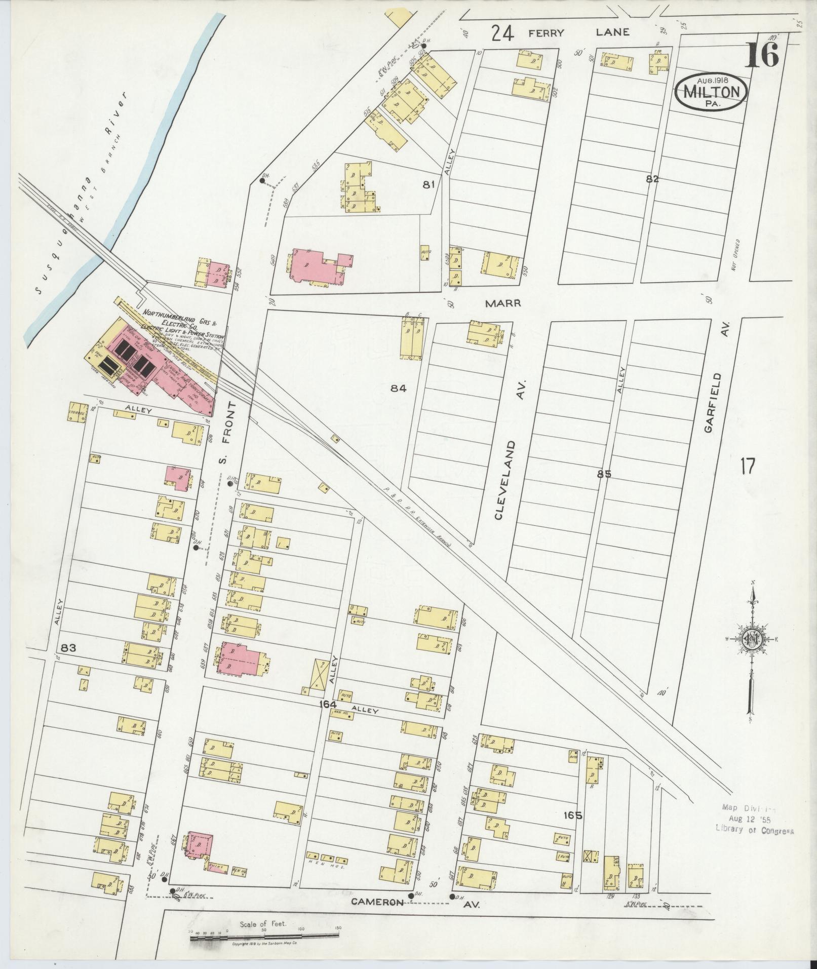 Sanborn Fire Insurance Map from Milton, Northumberland County, Pennsylvania (1918), Sheet #0016 - Complete Map Set gallery image, historic Sanborn map, vintage wall art, Pennsylvania Pennsylvania