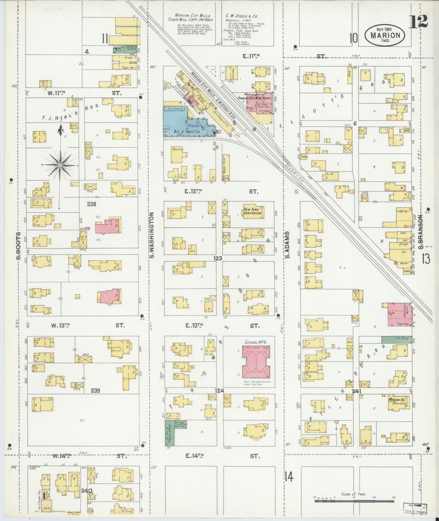 Sanborn Fire Insurance Map from Marion, Grant County, Indiana (1901), Sheet #0012 - Complete Map Set gallery image, historic Sanborn map, vintage wall art, Indiana Indiana