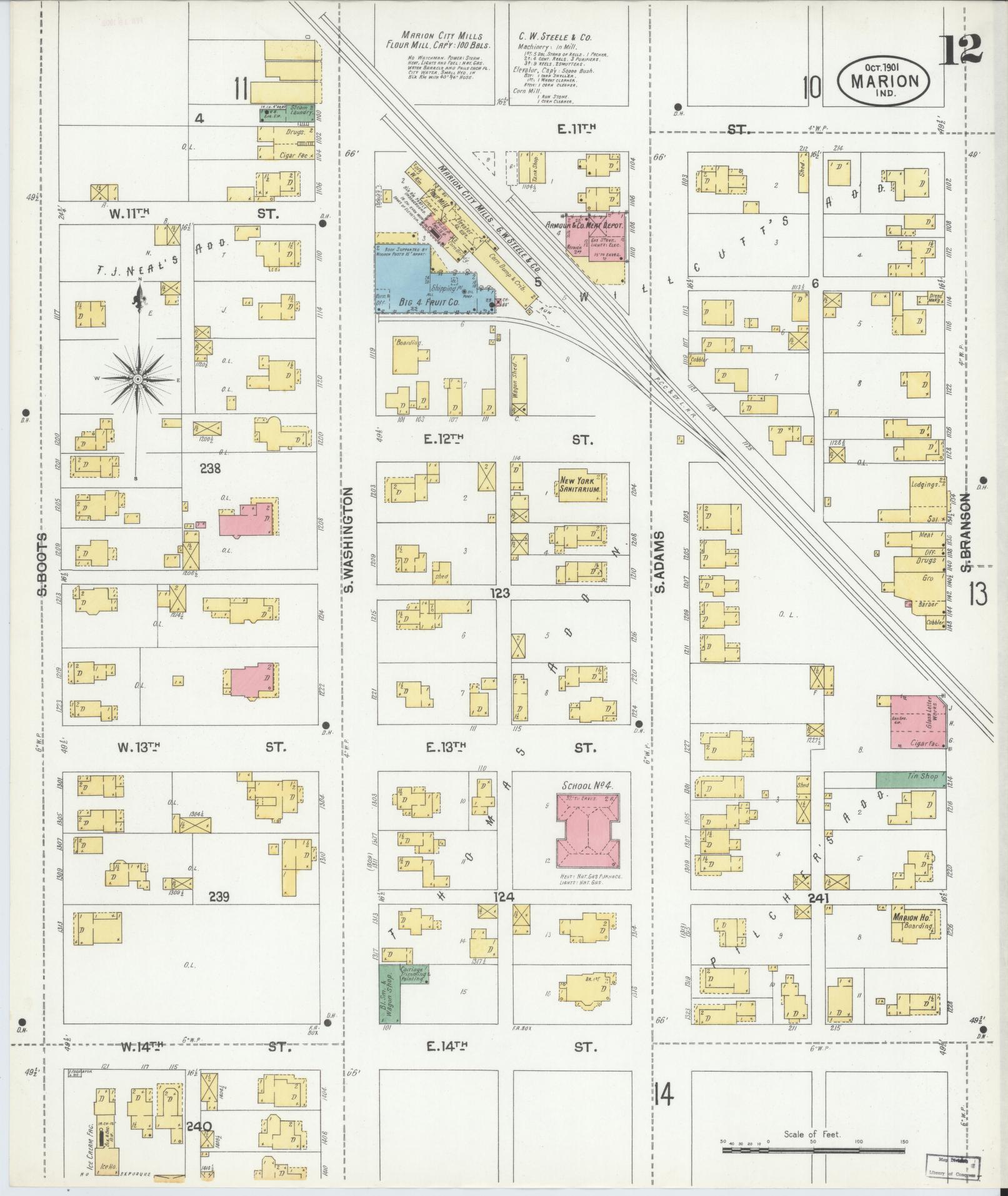 Sanborn Fire Insurance Map from Marion, Grant County, Indiana (1901), Sheet #0012 - Complete Map Set gallery image, historic Sanborn map, vintage wall art, Indiana Indiana