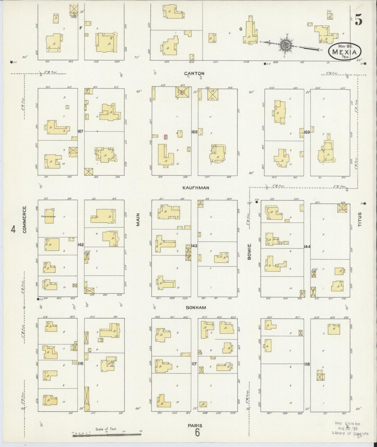 Sanborn Fire Insurance Map from Mexia, Limestone County, Texas (1911), Sheet #0005 - Complete Map Set gallery image, historic Sanborn map, vintage wall art, Texas Texas