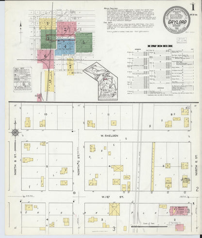 Sanborn Fire Insurance Map from Gaylord, Otsego County, Michigan (1916), Sheet #0001 - Complete Map Set gallery image, historic Sanborn map, vintage wall art, Michigan Michigan