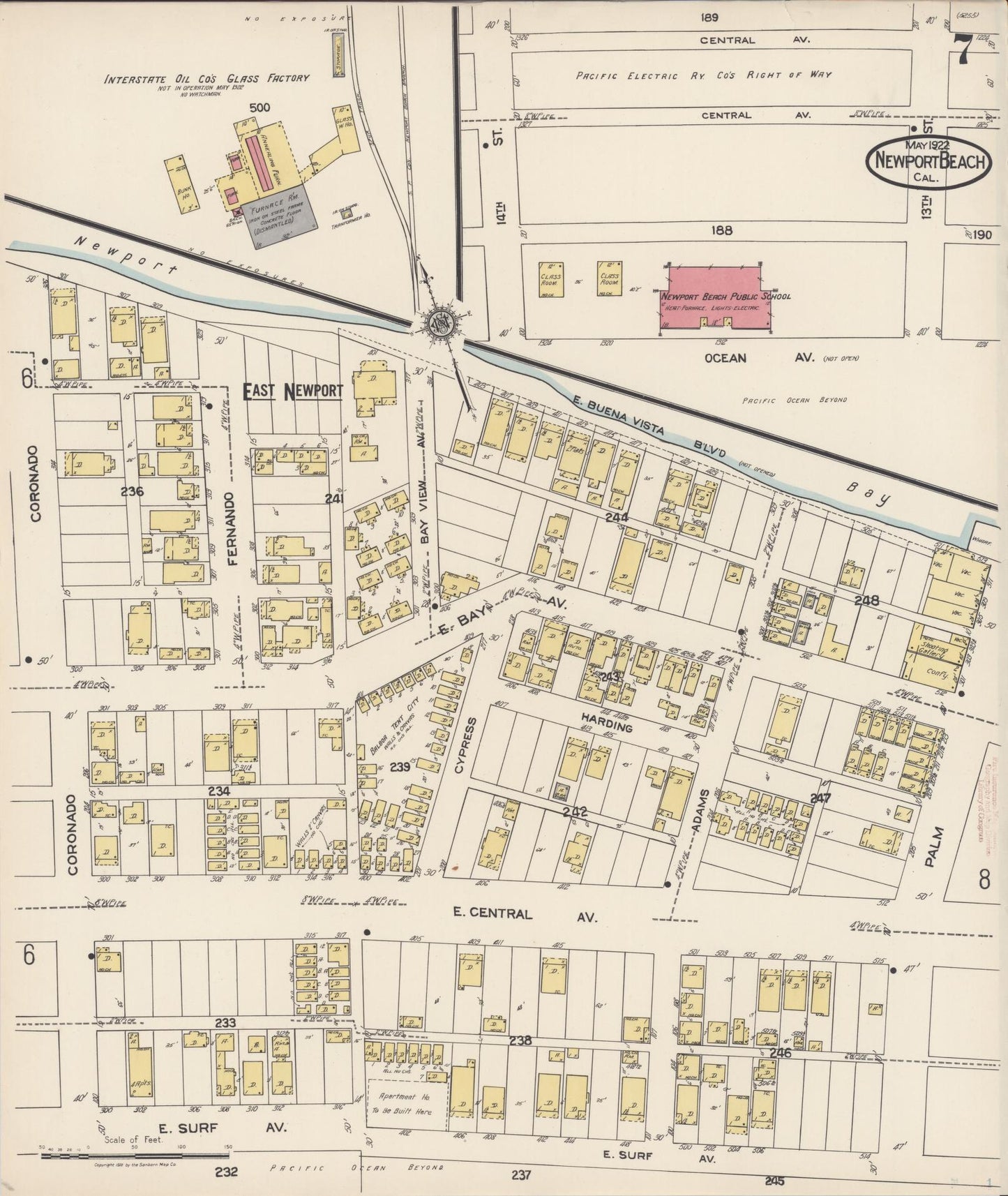 Sanborn Fire Insurance Map from Newport Beach, Orange County, California (1922), Sheet #0007 - Complete Map Set gallery image, historic Sanborn map, vintage wall art, California California