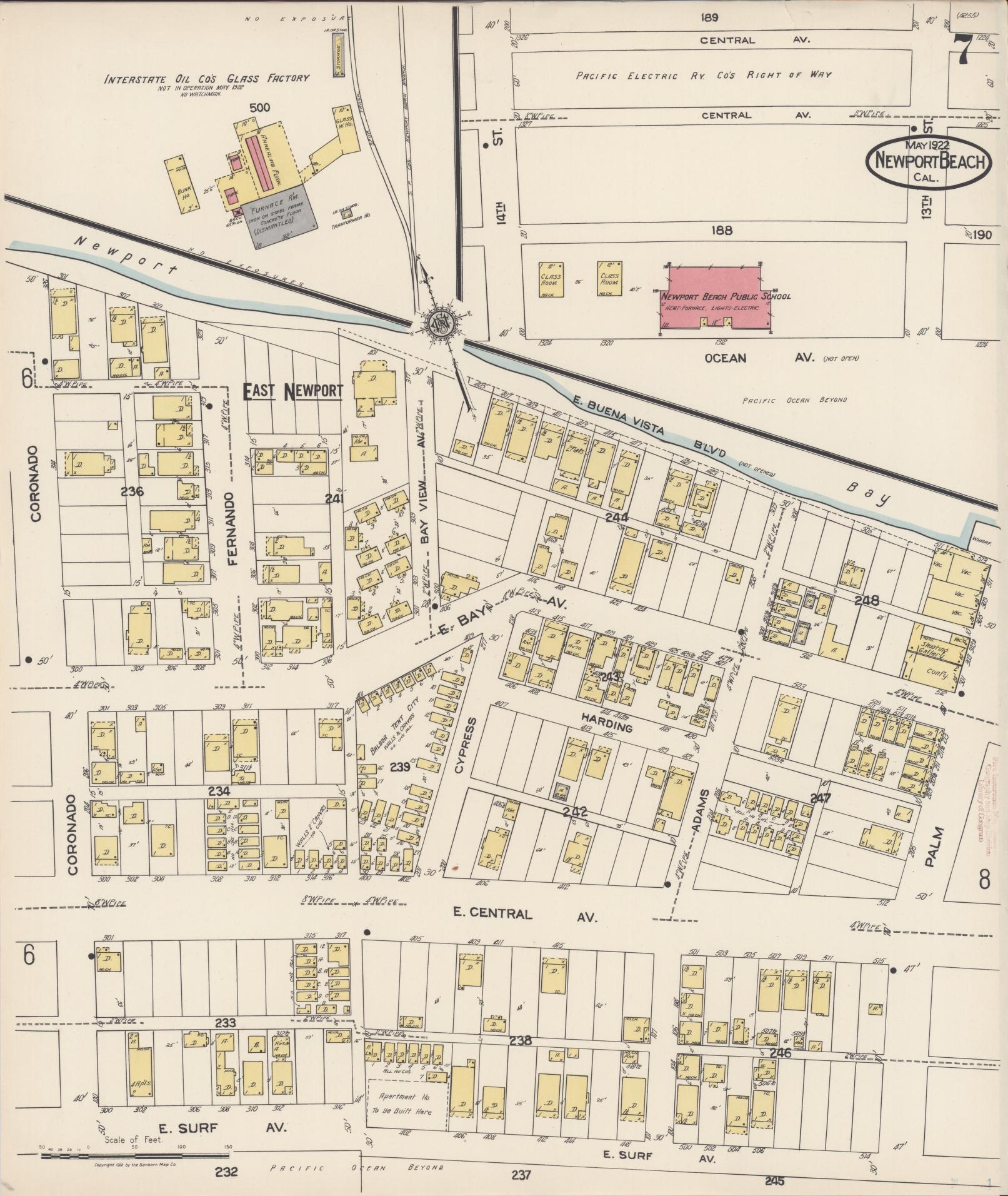 Sanborn Fire Insurance Map from Newport Beach, Orange County, California (1922), Sheet #0007 - Complete Map Set gallery image, historic Sanborn map, vintage wall art, California California