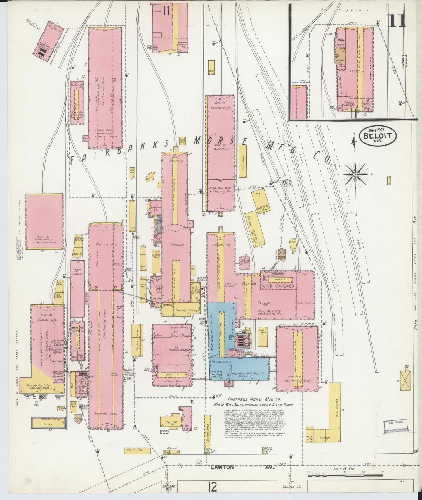 Sanborn Fire Insurance Map from Beloit, Rock County, Wisconsin (1902), Sheet #0011 - Historic Sanborn Fire Insurance Map Print, vintage old map wall art, antique decor, genealogy gift, Wisconsin Wisconsin map